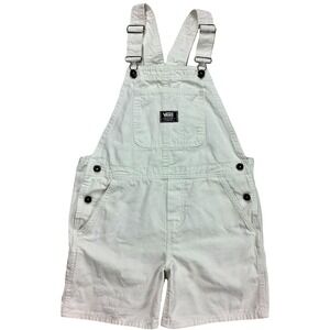 Vans White Overall Shorts Jean Sz Large Girls Women's Solid Adj Strap Skate